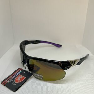 Khan Polarized Mirrored Mens Wrap Semi Rimless Sunglasses